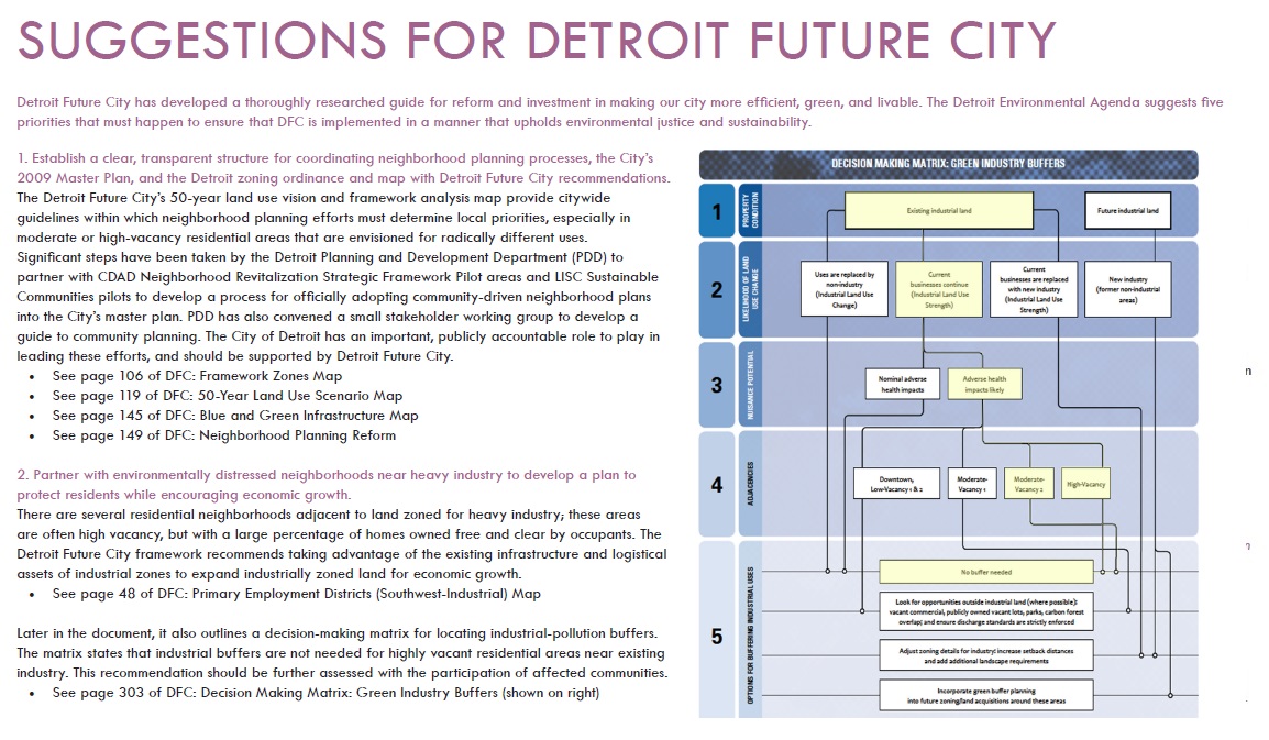 Detroit Environmental Agenda suggestions to Detroit Future City